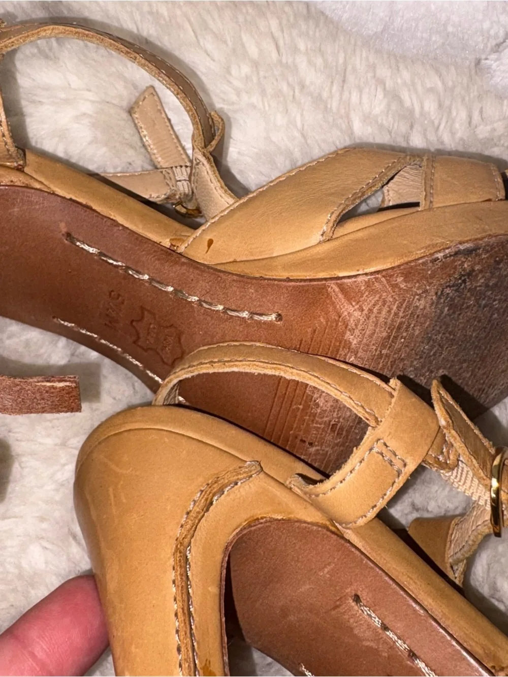 Michael Kors Cognac Leather Strappy Platform Heels size 51/2
